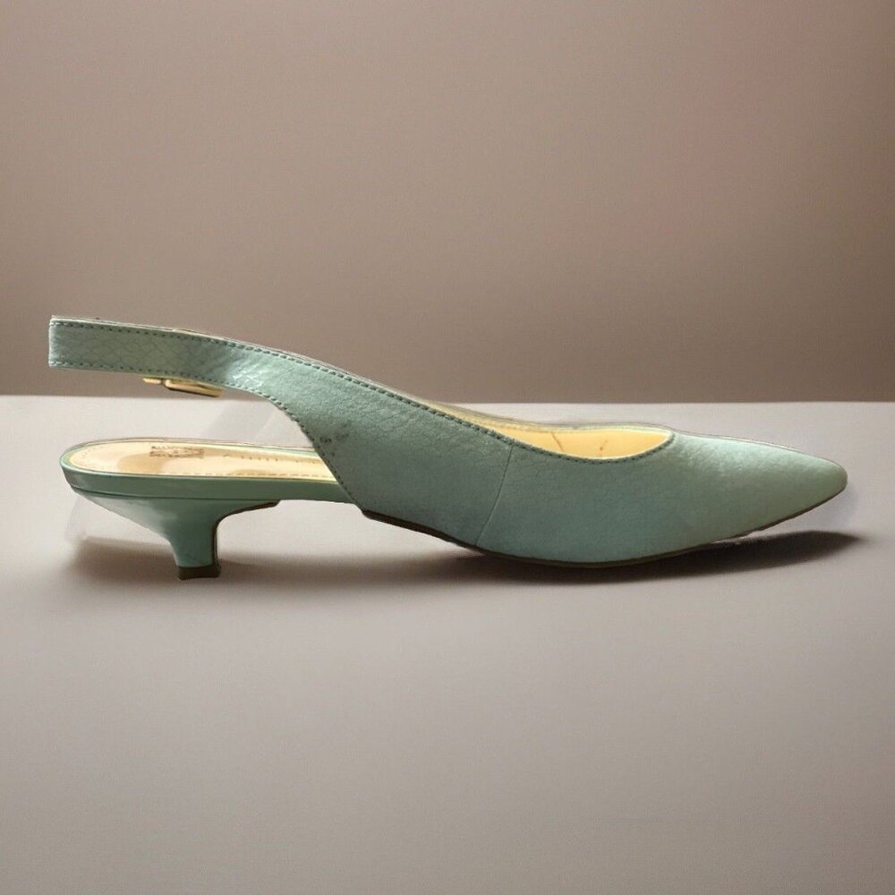 Anne Klein Mint Green Pointed Toe Slingback Heels - Picture 4 of 16